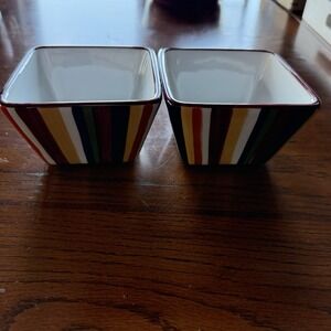 Pampered Chef Simple Additions Striped Colored 4" Bowls